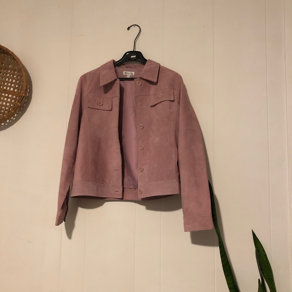 Baby pink leather jacket